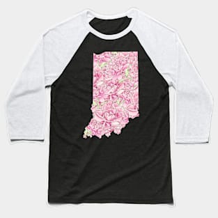 Indiana in Flowers Baseball T-Shirt